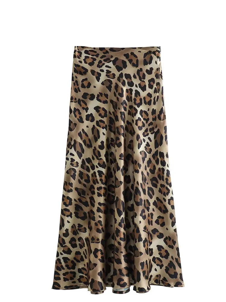 Women’s Leopard Print Midi Skirt