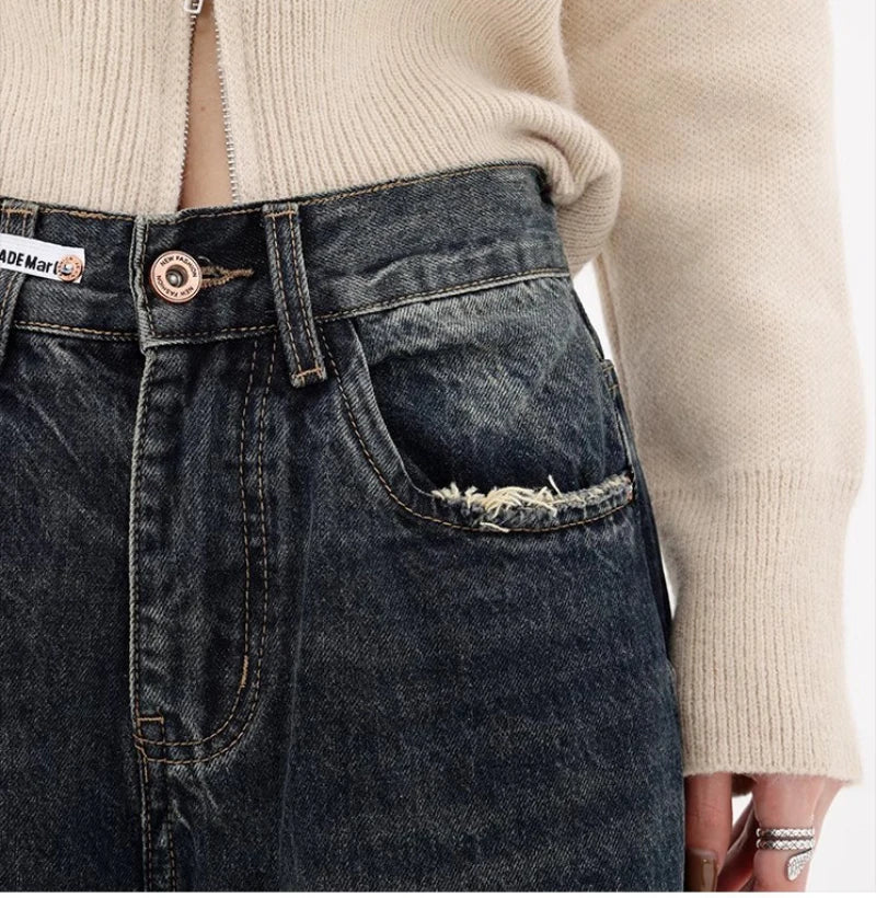 Women's Retro Loose Wide-Leg Jeans