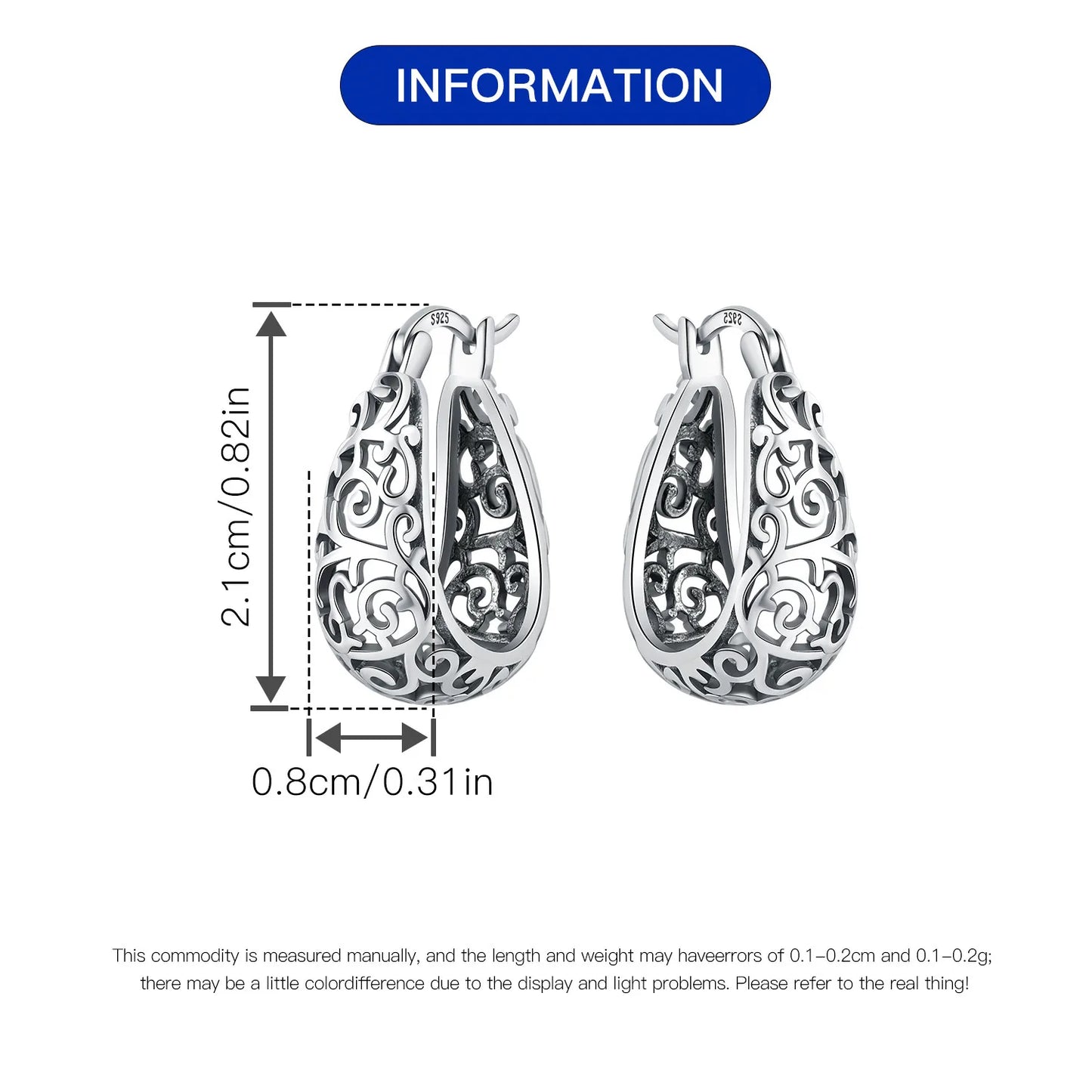 Sterling Silver Vintage Vine Hoop Earrings