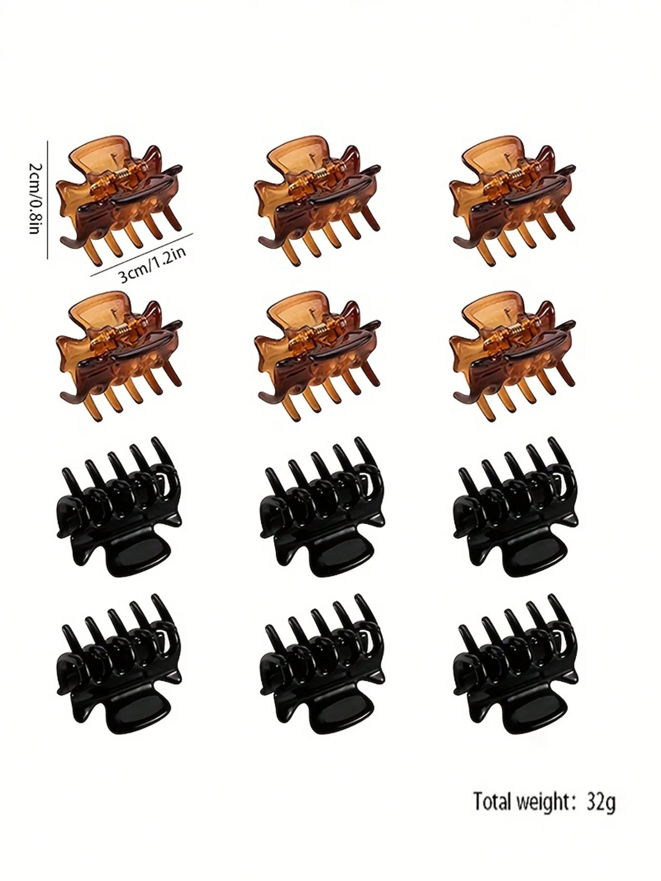 12Pcs Mini Plastic Shark Claw Hair Clips