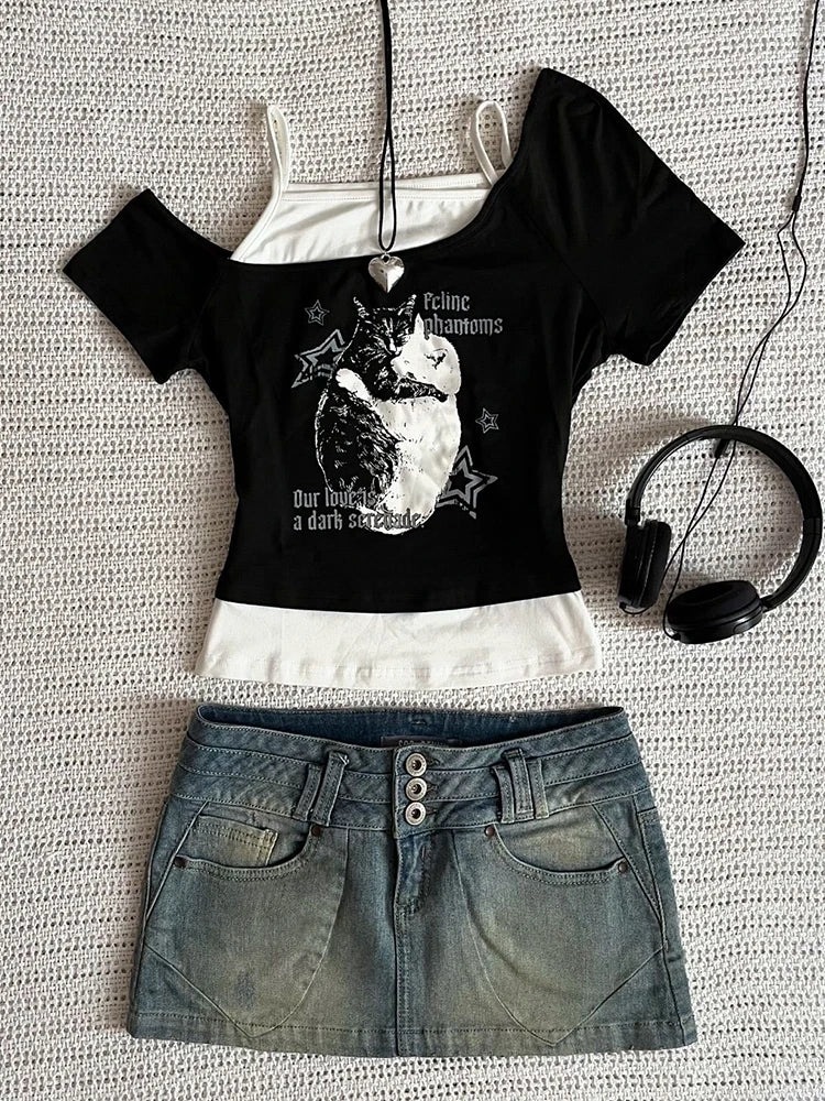 Gothic Two-Piece T-Shirt Set