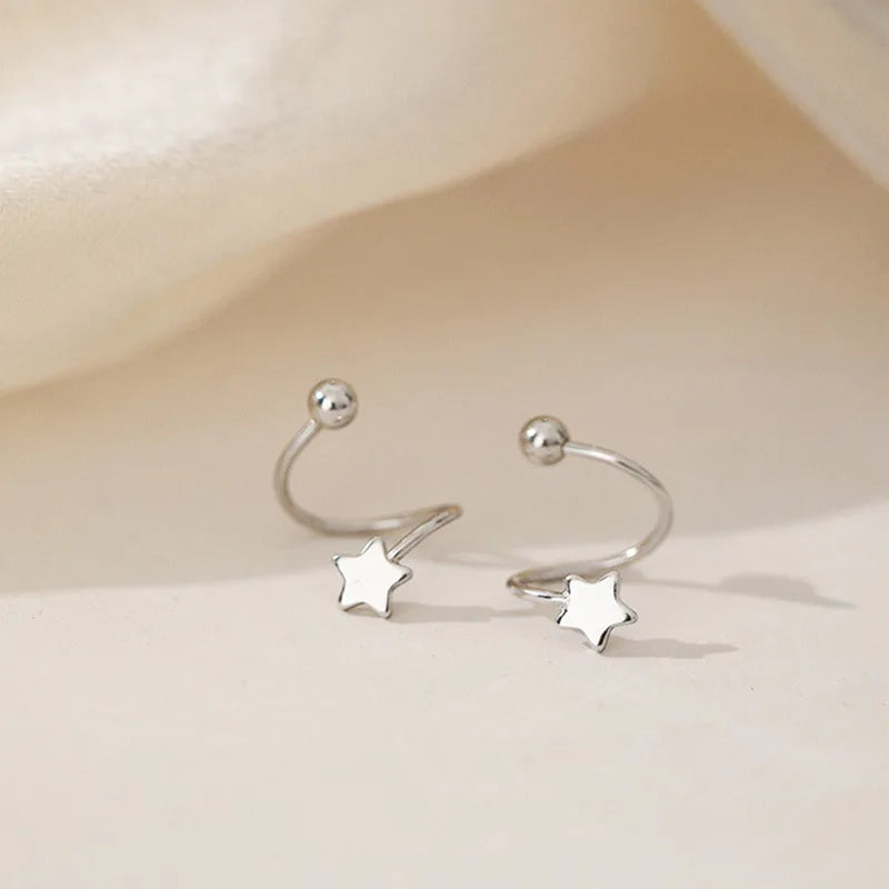 Silver Star Flash Crystal Earrings