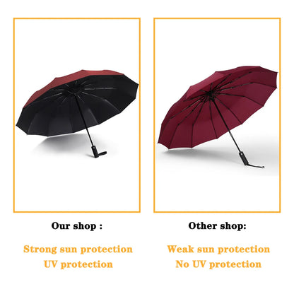 Luxury 12-Bone Automatic Folding Umbrella