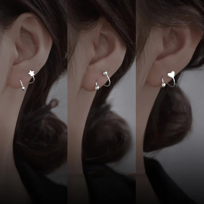 Silver Star Flash Crystal Earrings