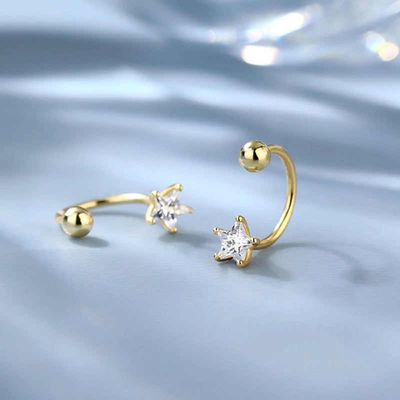 Silver Star Flash Crystal Earrings