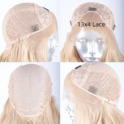 Long Straight Ash Blonde Synthetic Lace Front Wig