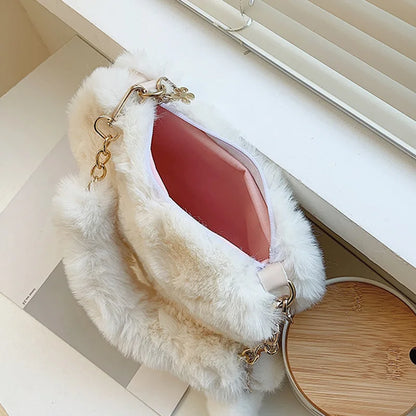 Faux Fur Heart-Shaped Shoulder Bag