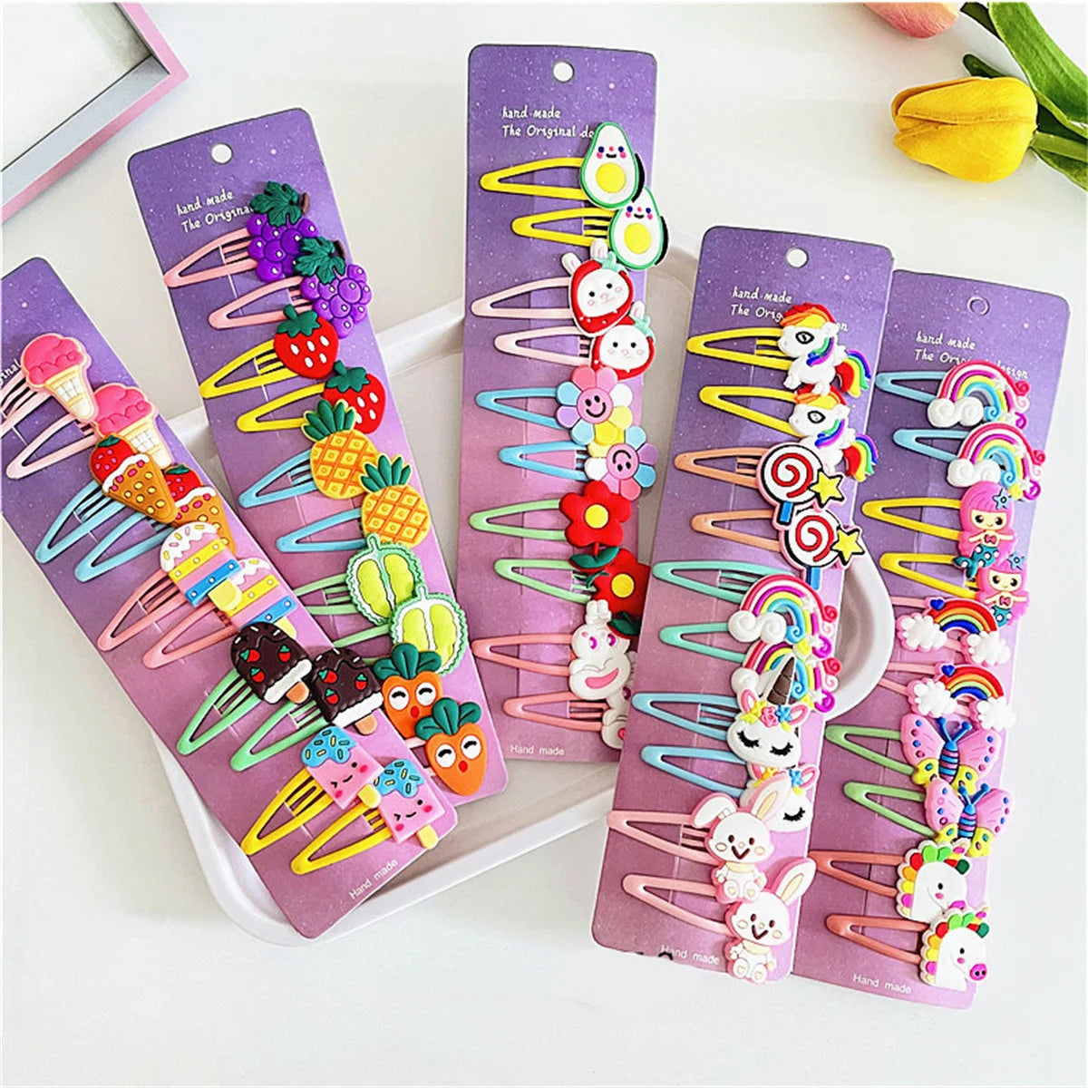10PCS Cute Cartoon Hairpins Set
