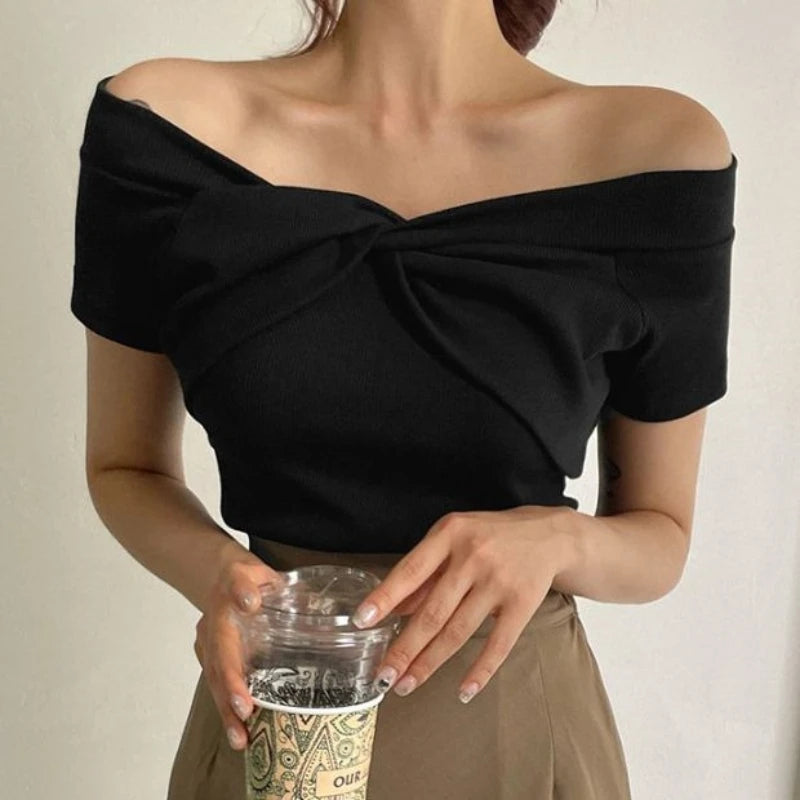 Off-Shoulder Slim Crop Top