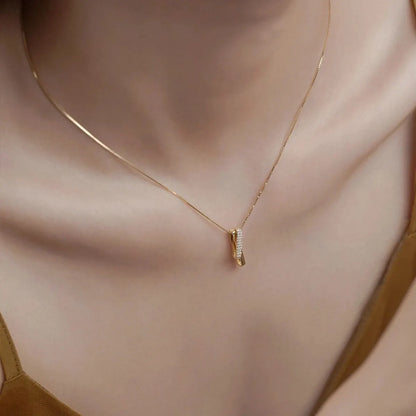 Simple Geometric Interlocking Ring Necklace