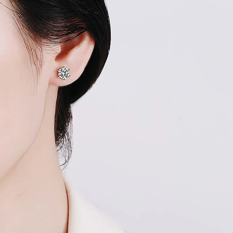0.5–2ct Moissanite Screw Back Stud Earrings