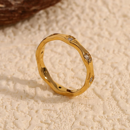 Eight-Awn Star Wave Shape Ring