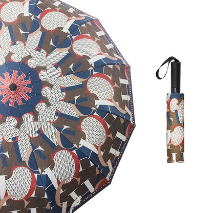 CH Letter Design Automatic Folding Umbrella