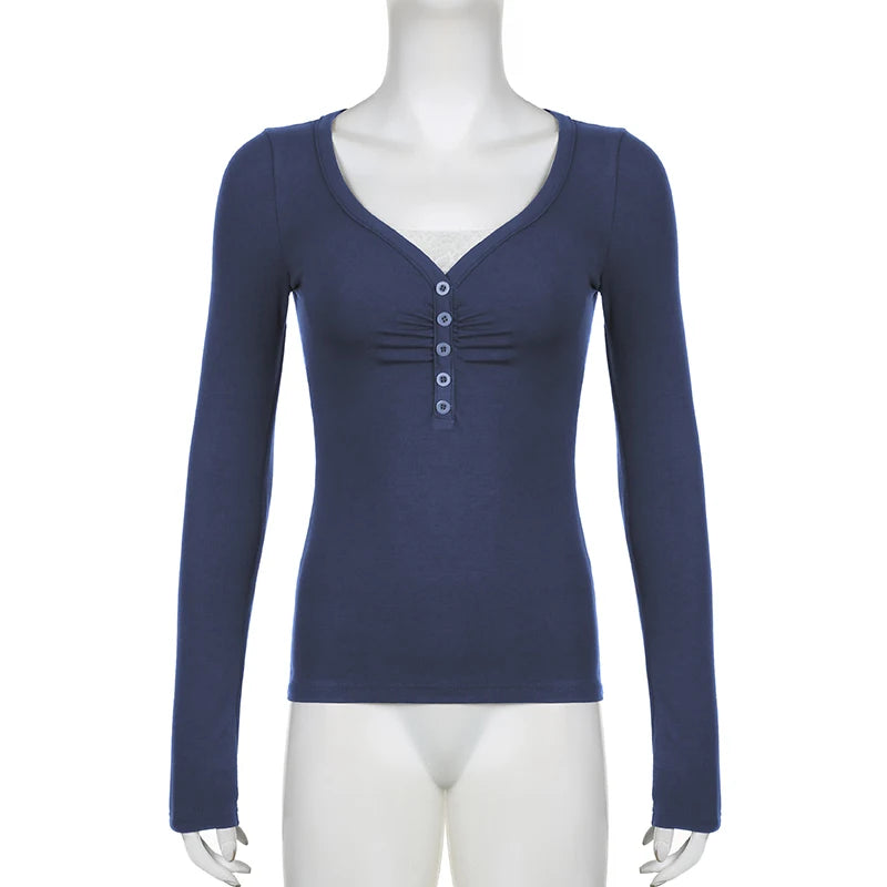 Patchwork Button Crop Top