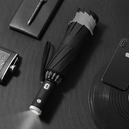 Fully Automatic Folding Umbrella with LED Flashlight