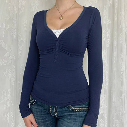 Patchwork Button Crop Top