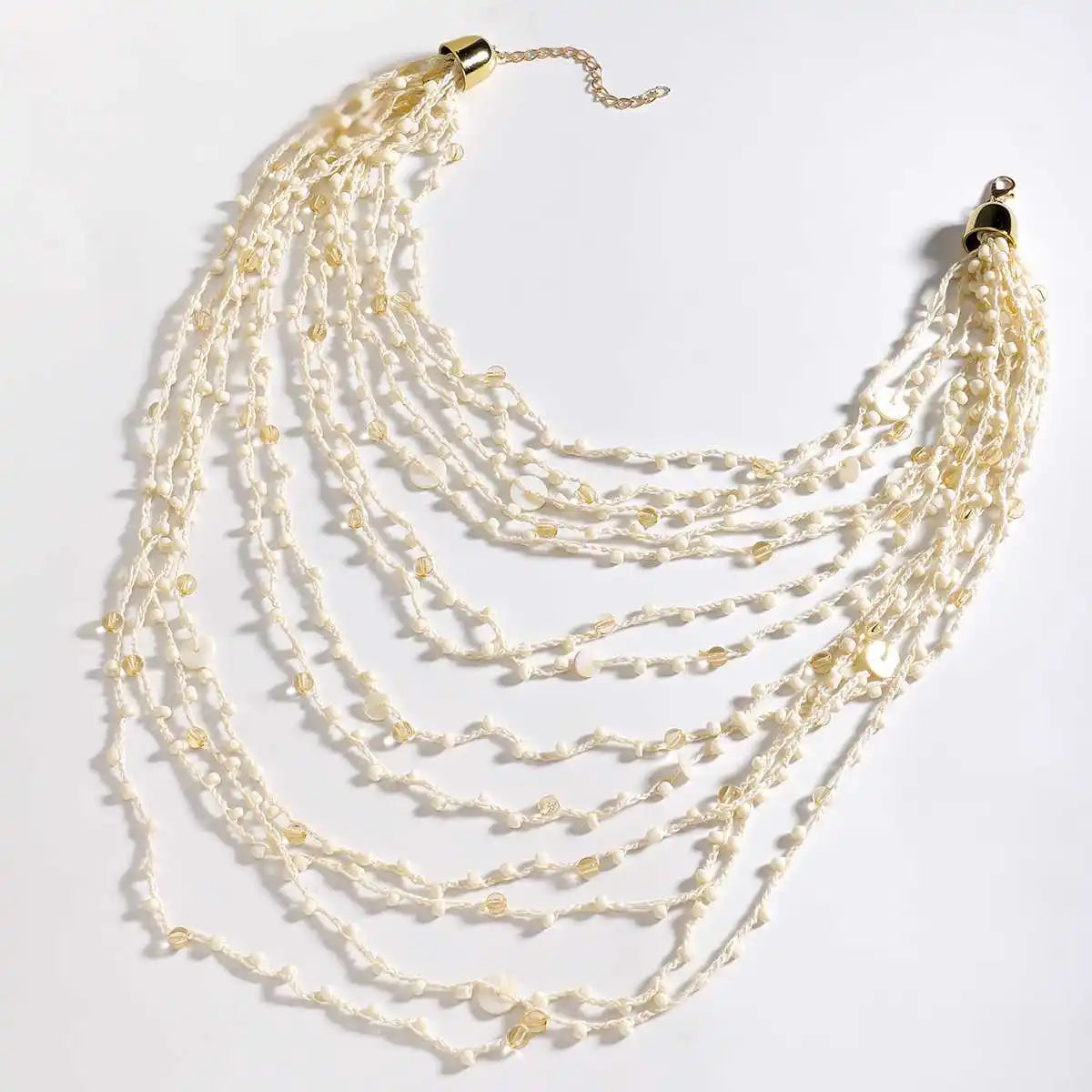 Trendy Handmade Brown Beaded Seashell Necklace