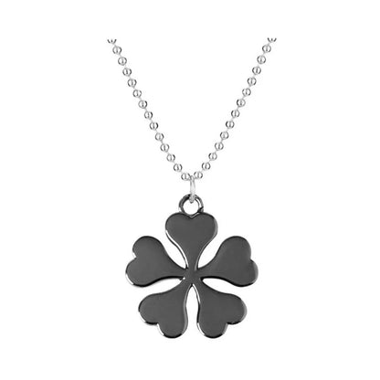 Black Four-Leaf Clover & Five-Leaf Asta Pendant Necklace