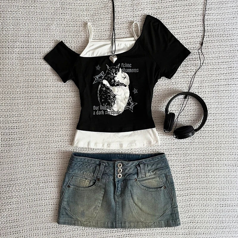 Gothic Two-Piece T-Shirt Set