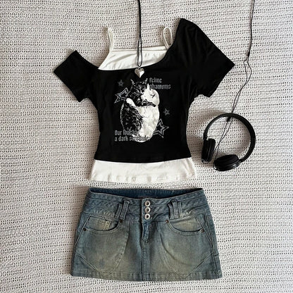 Gothic Two-Piece T-Shirt Set