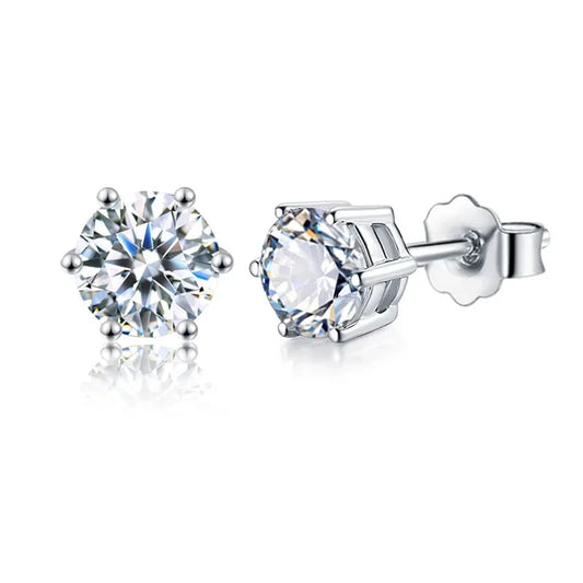 0.5ct–2ct D Color Certified Moissanite Stud Earrings