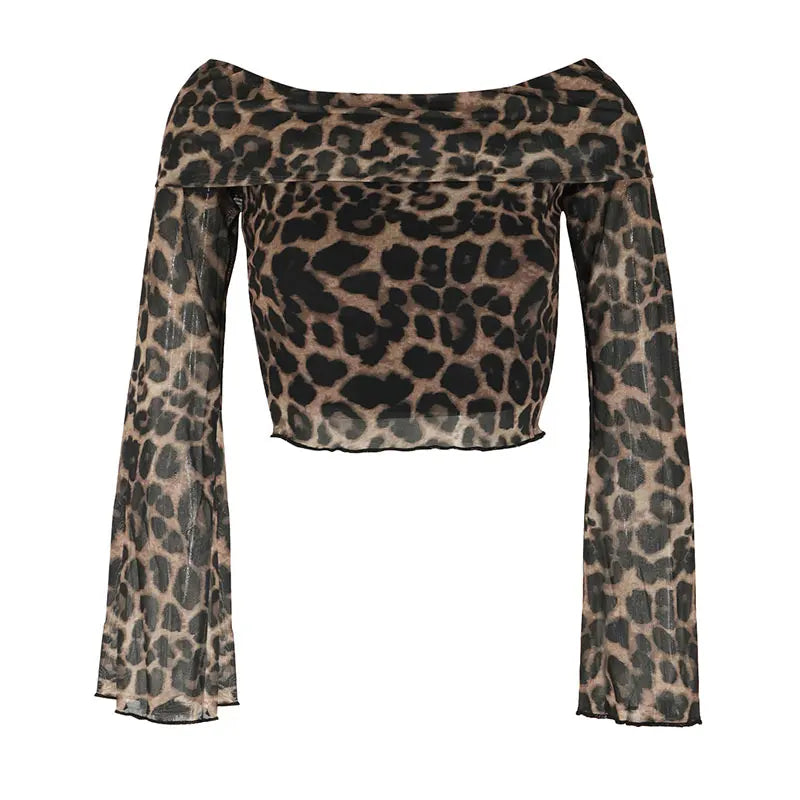 Autumn Leopard Backless Knit T-Shirt