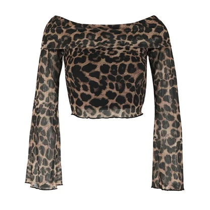 Autumn Leopard Backless Knit T-Shirt