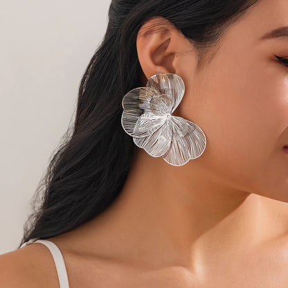 Elegant Multi-Layer Petal Flower Stud Earrings
