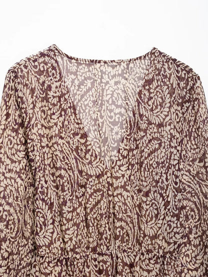 Spring Retro V-Neck Midi Dress