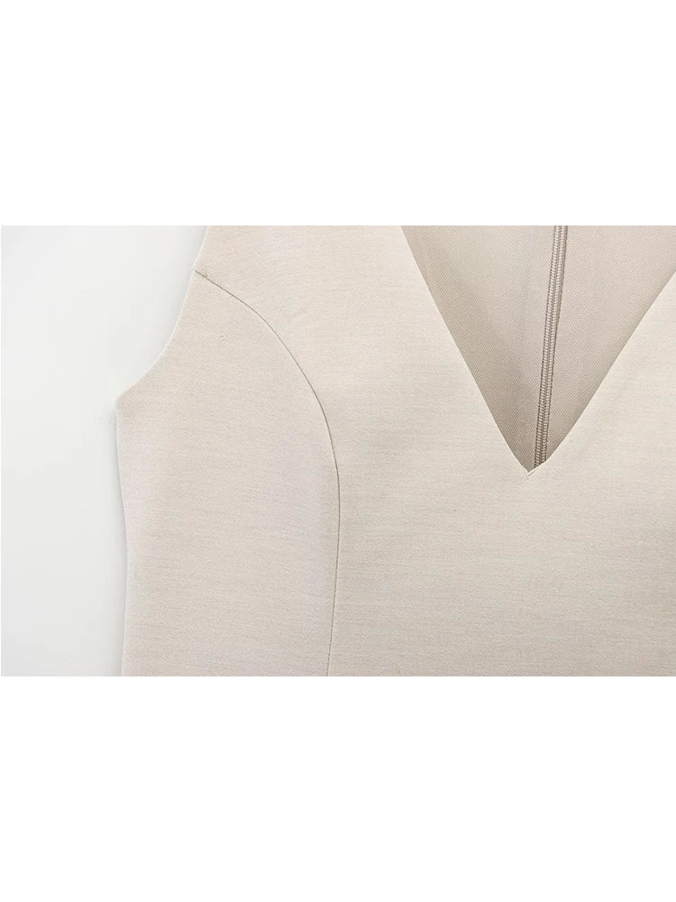 Chic Sleeveless V-Neck Top with Skirt