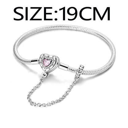 Silver-Plated Charm Bracelet with Safety Chain Clasp