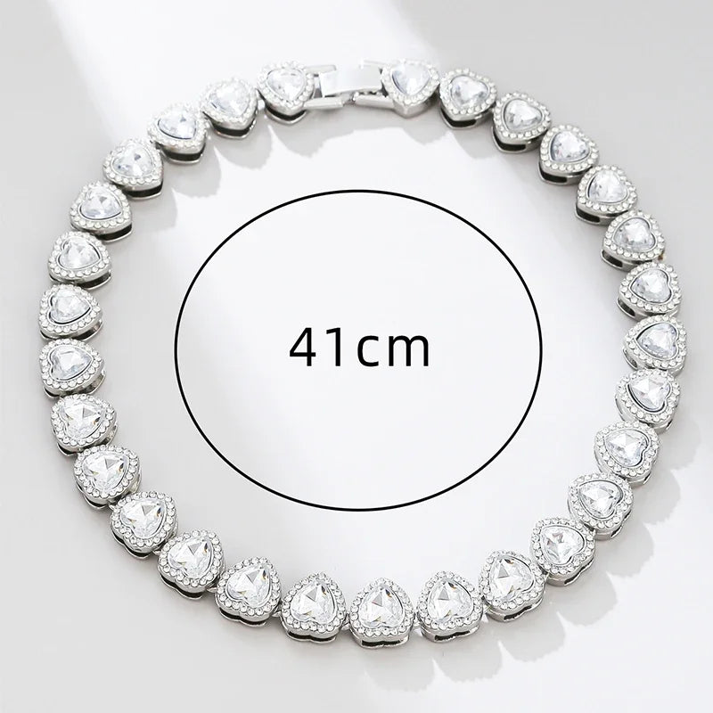 Hip Hop Heart Shape Cuban Chain Necklace