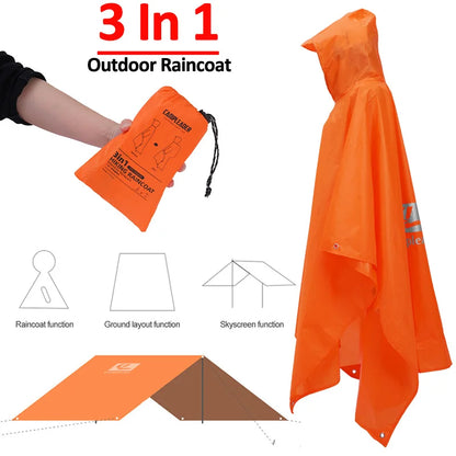 3-in-1 Long Hooded Raincoat