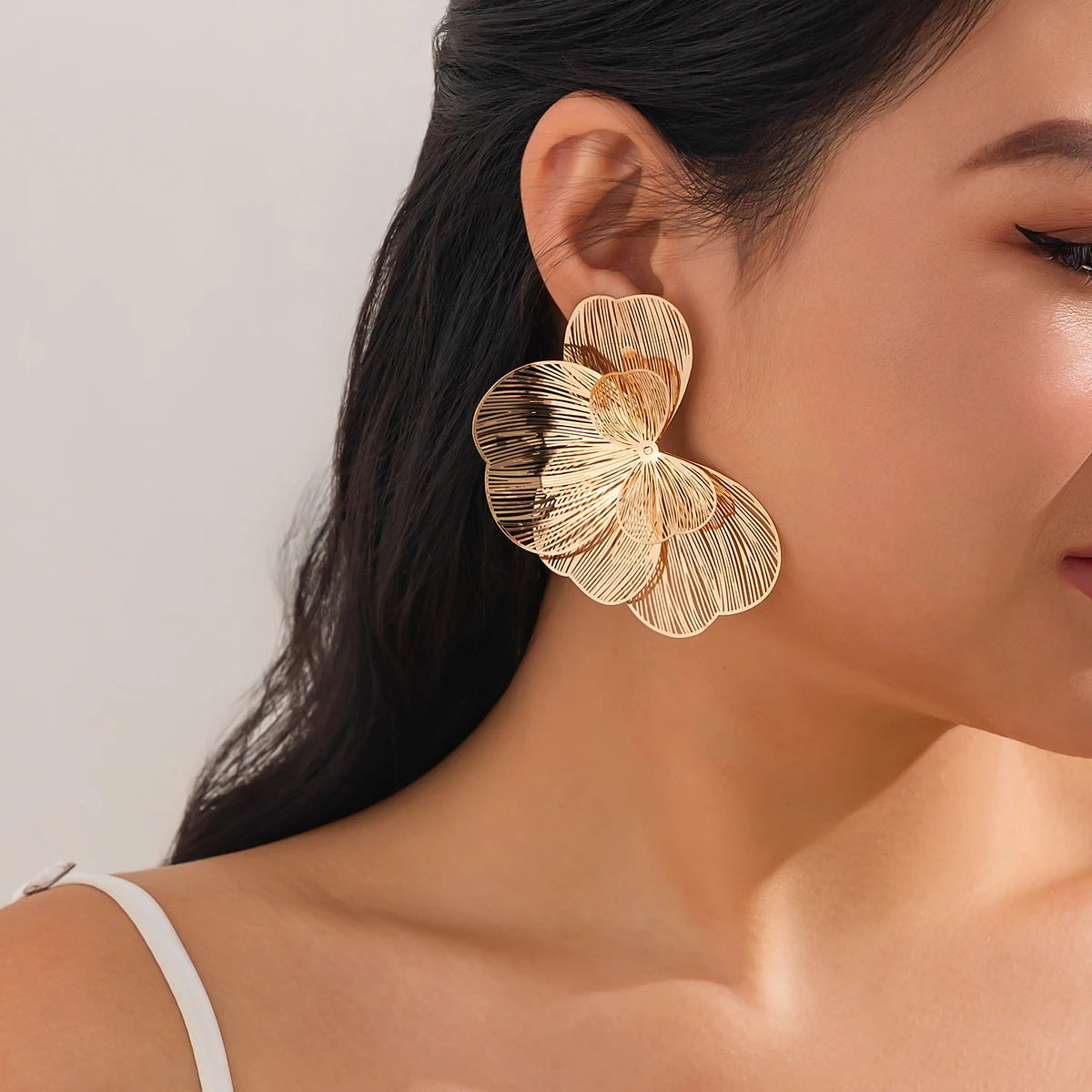 Elegant Multi-Layer Petal Flower Stud Earrings