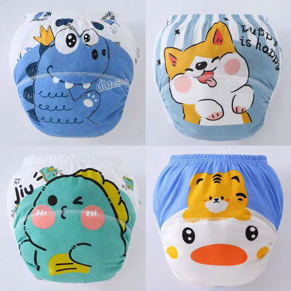 4pcs Baby Cartoon Muslin Cotton Training Pants Set