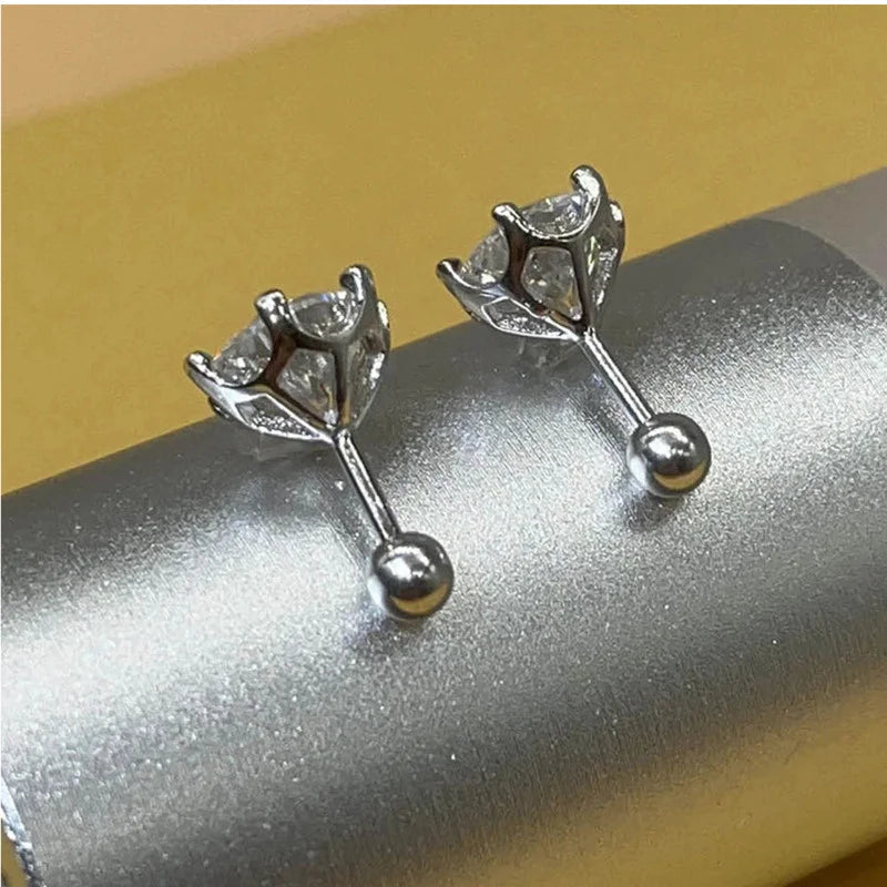 0.5–2ct Moissanite Screw Back Stud Earrings