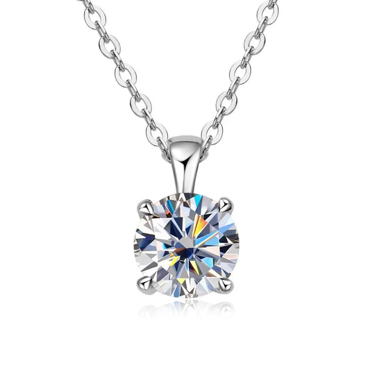 Classic Four-Prong 1ct Moissanite Pendant Necklace