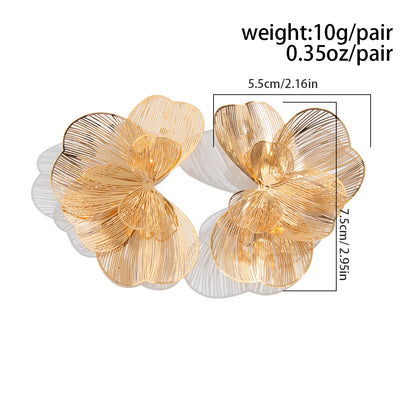 Elegant Multi-Layer Petal Flower Stud Earrings