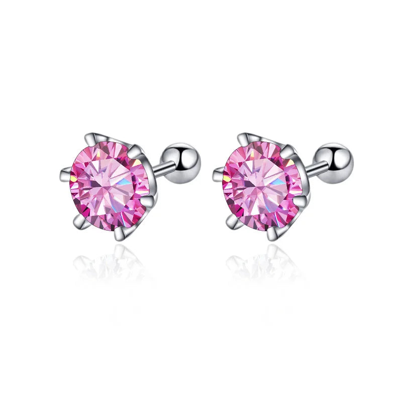 0.5–2ct Moissanite Screw Back Stud Earrings