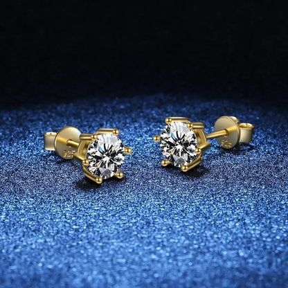 0.5ct–2ct D Color Certified Moissanite Stud Earrings