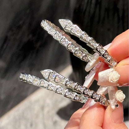 Fashion Snake Bone Open Bracelet with Cubic Zirconia