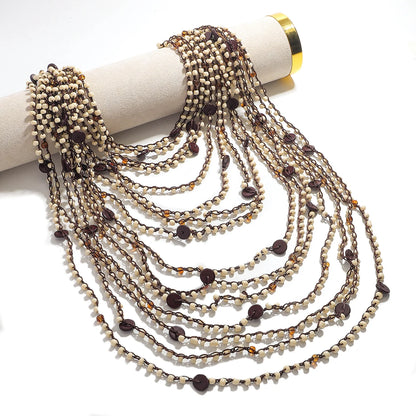 Trendy Handmade Brown Beaded Seashell Necklace