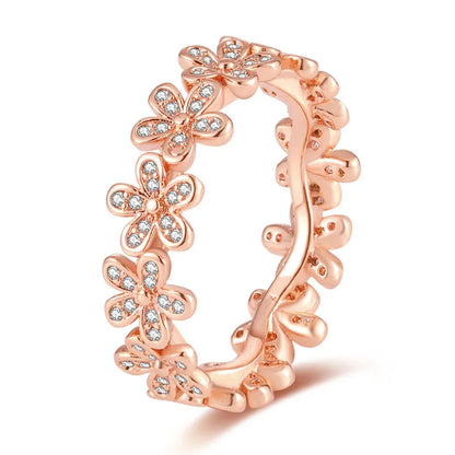 Silver-Plated Infinity Flower Daisy Ring for Women 