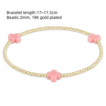 18K Gold Plated Cross Charm Bracelet