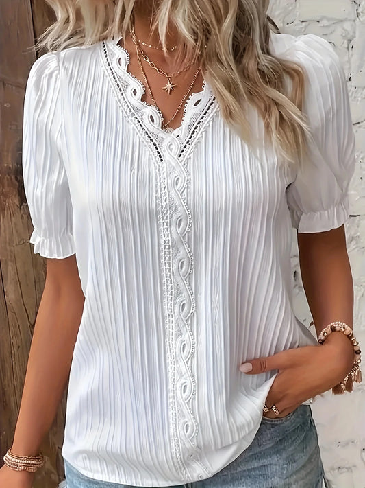 Plus Size Elegant Short-Sleeve Top