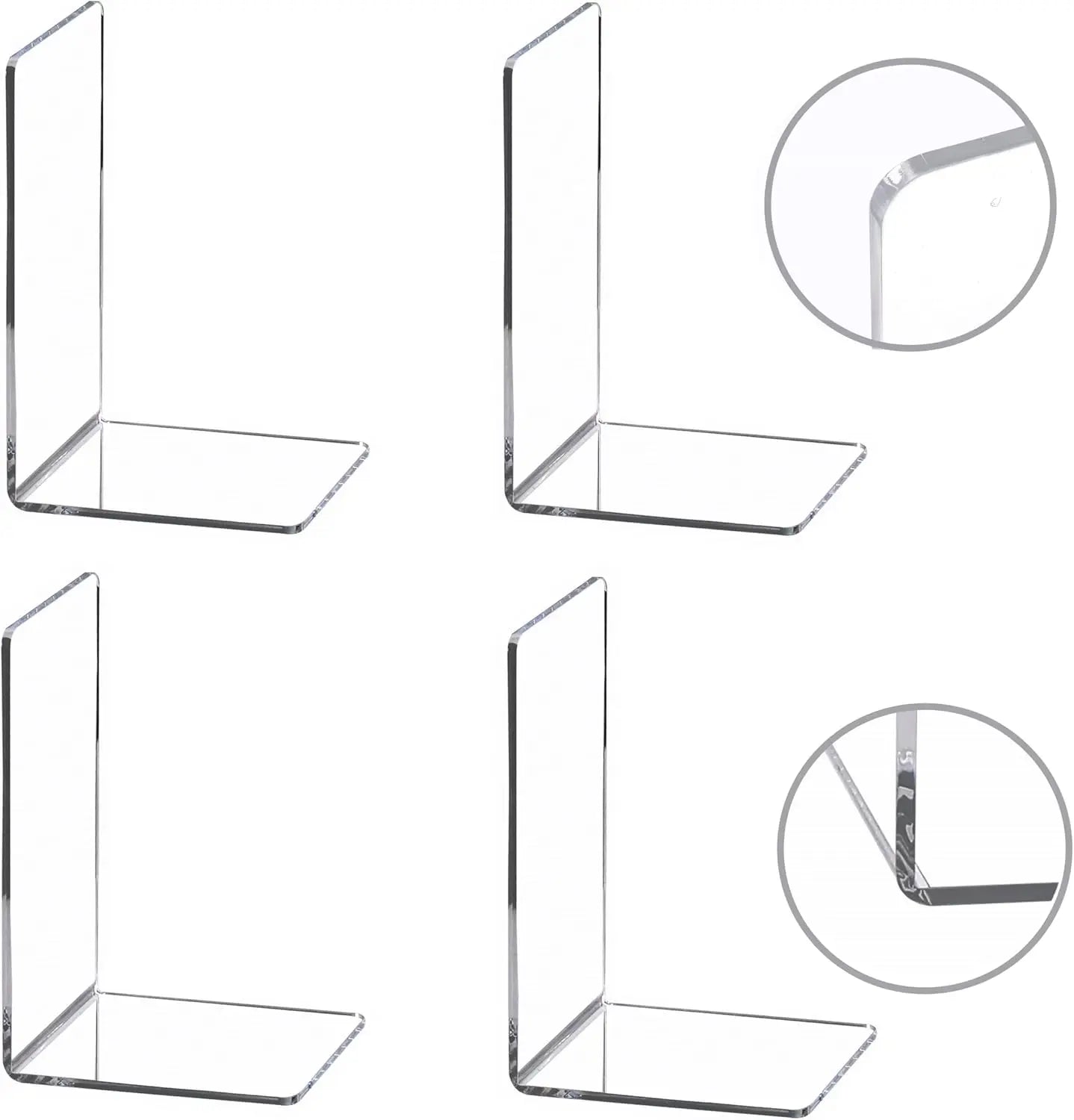 6/8 Pcs Clear Acrylic Bookends