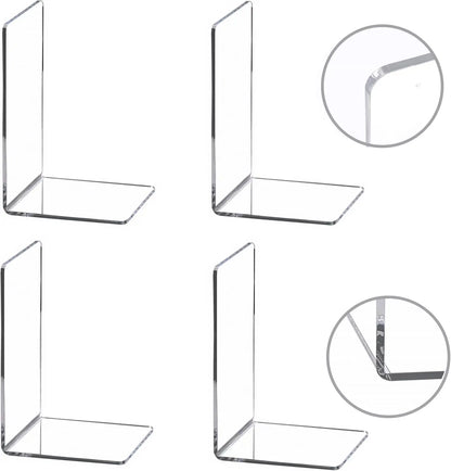 6/8 Pcs Clear Acrylic Bookends