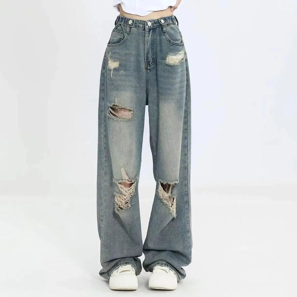 American Vintage High-Waist Ripped Wide-Leg Jeans