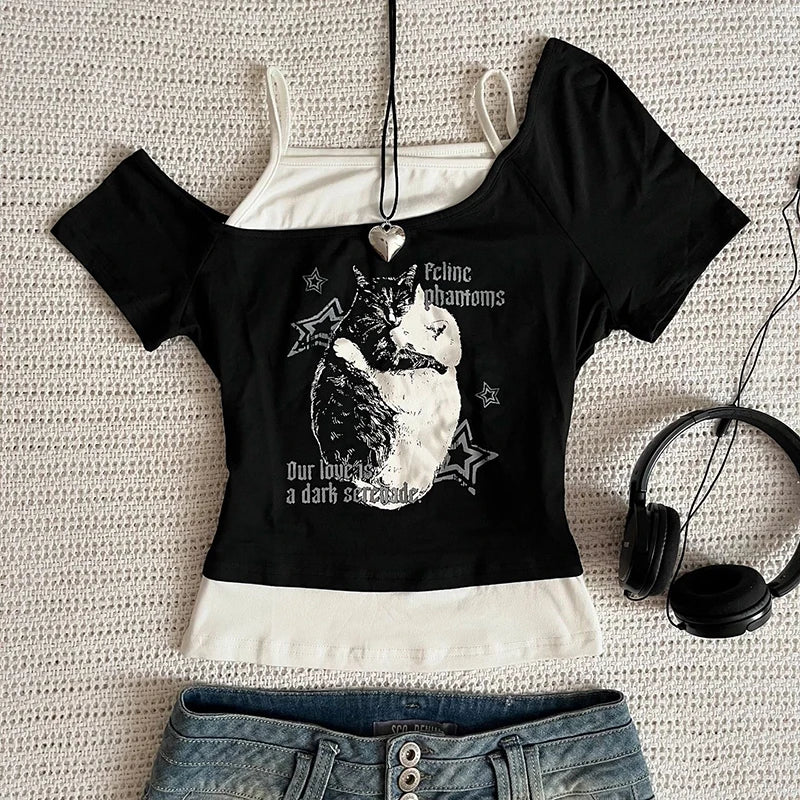 Gothic Two-Piece T-Shirt Set