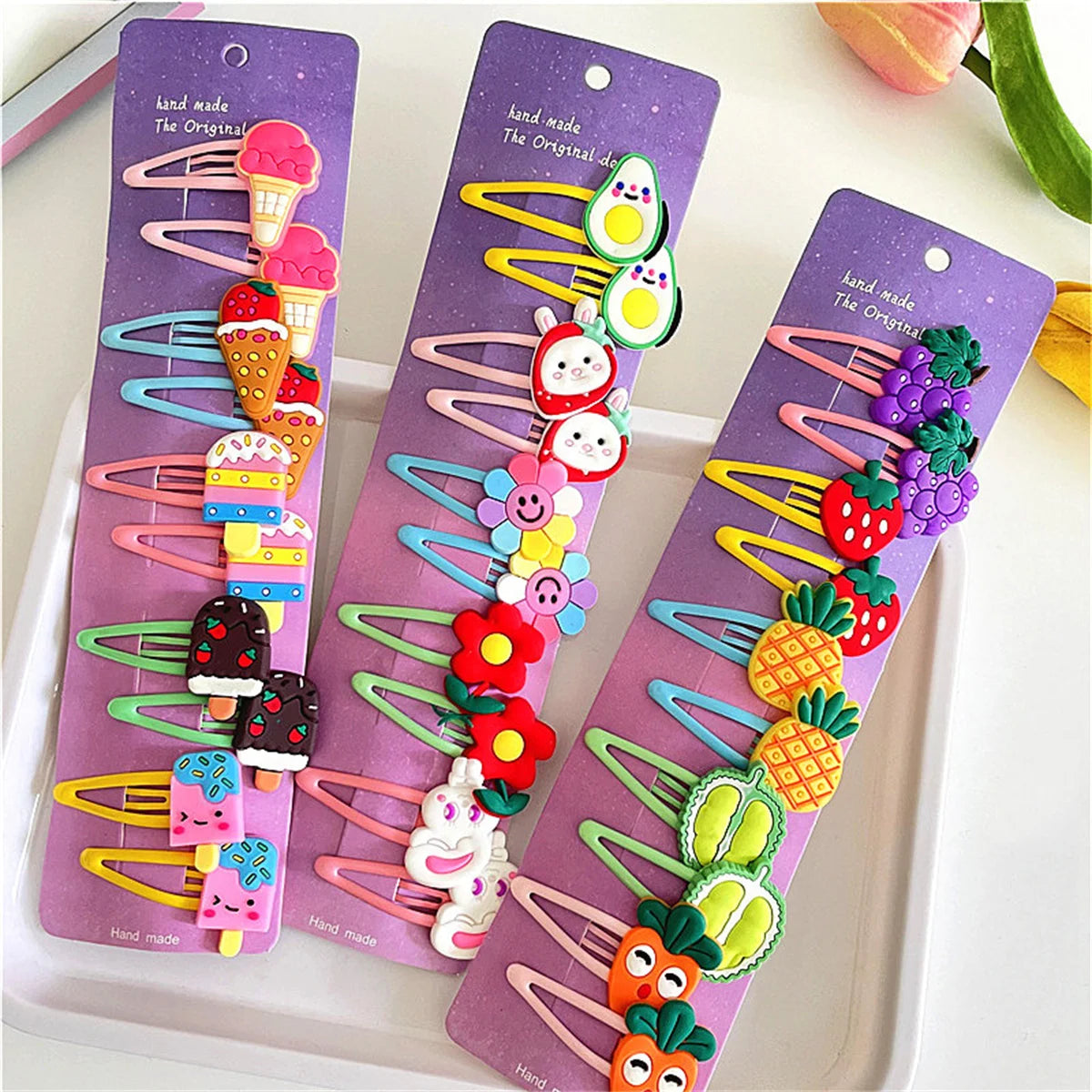 10PCS Cute Cartoon Hairpins Set